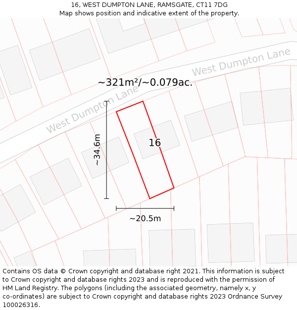 16, WEST DUMPTON LANE, RAMSGATE, CT11 7DG: Plot and title map