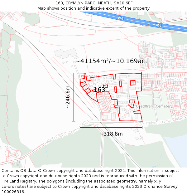163, CRYMLYN PARC, NEATH, SA10 6EF: Plot and title map
