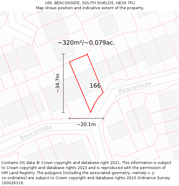 166, BEACONSIDE, SOUTH SHIELDS, NE34 7PU: Plot and title map