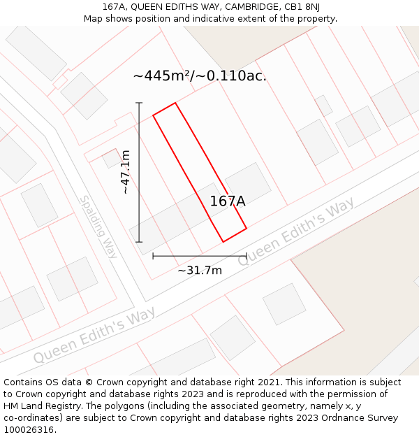 167A, QUEEN EDITHS WAY, CAMBRIDGE, CB1 8NJ: Plot and title map
