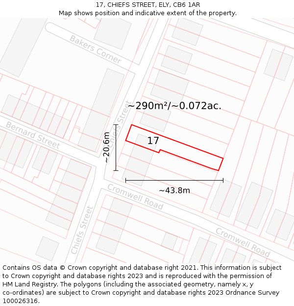 17, CHIEFS STREET, ELY, CB6 1AR: Plot and title map