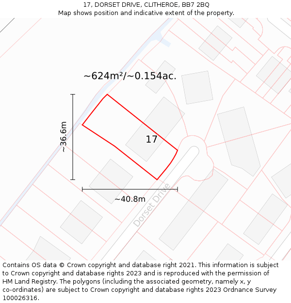 17, DORSET DRIVE, CLITHEROE, BB7 2BQ: Plot and title map