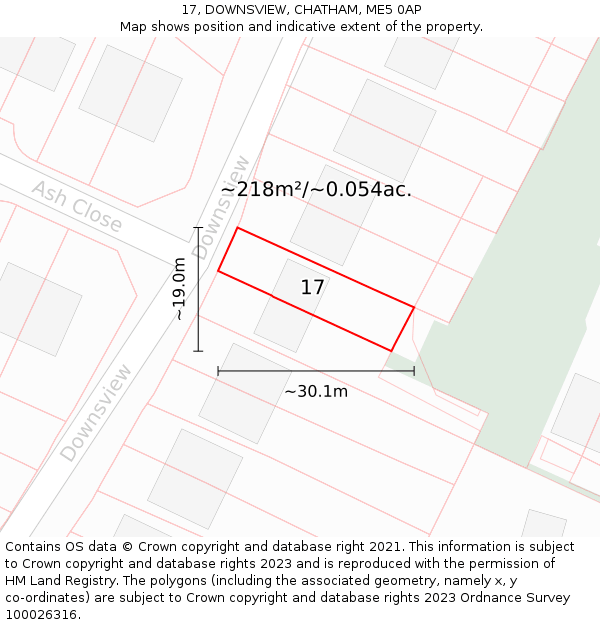 17, DOWNSVIEW, CHATHAM, ME5 0AP: Plot and title map