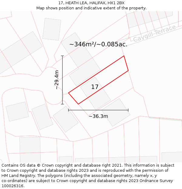 17, HEATH LEA, HALIFAX, HX1 2BX: Plot and title map