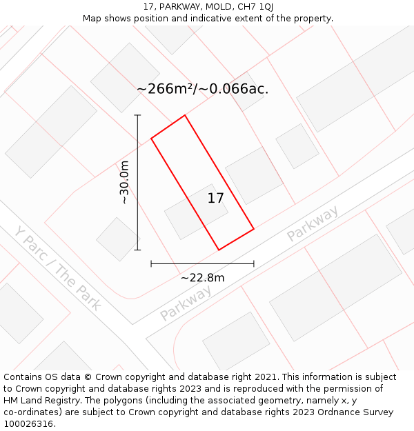 17, PARKWAY, MOLD, CH7 1QJ: Plot and title map