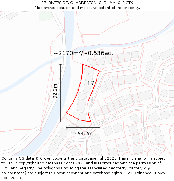 17, RIVERSIDE, CHADDERTON, OLDHAM, OL1 2TX: Plot and title map