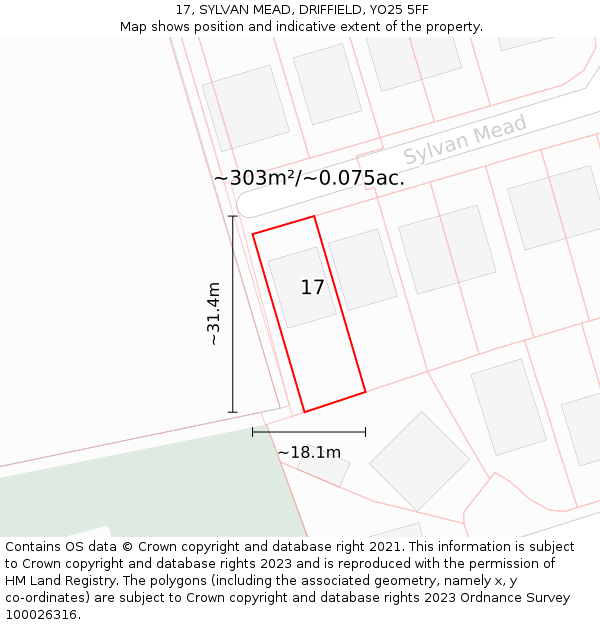 17, SYLVAN MEAD, DRIFFIELD, YO25 5FF: Plot and title map