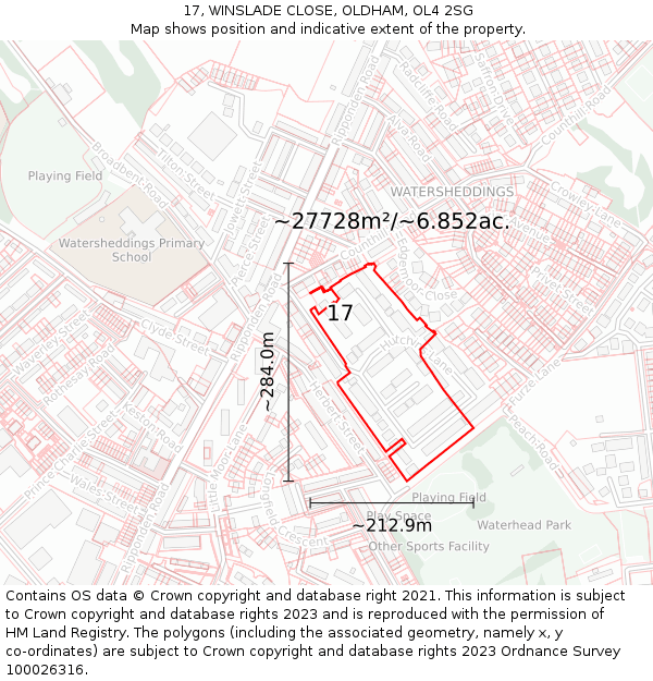 17, WINSLADE CLOSE, OLDHAM, OL4 2SG: Plot and title map