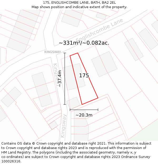 175, ENGLISHCOMBE LANE, BATH, BA2 2EL: Plot and title map