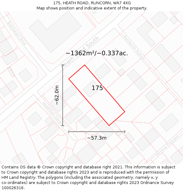 175, HEATH ROAD, RUNCORN, WA7 4XG: Plot and title map