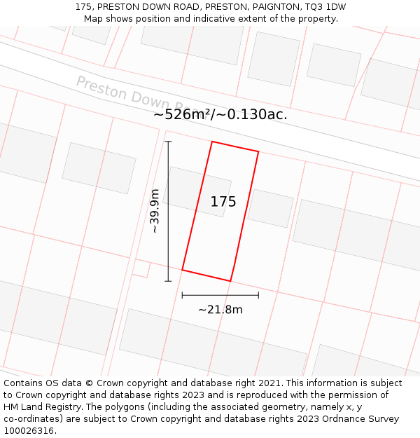 175, PRESTON DOWN ROAD, PRESTON, PAIGNTON, TQ3 1DW: Plot and title map