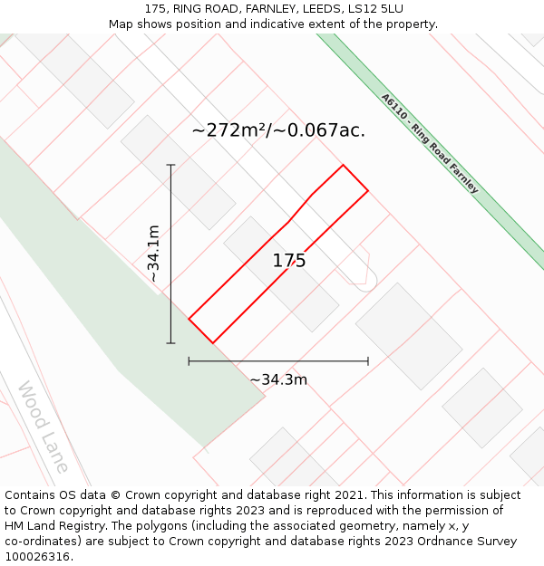 175, RING ROAD, FARNLEY, LEEDS, LS12 5LU: Plot and title map