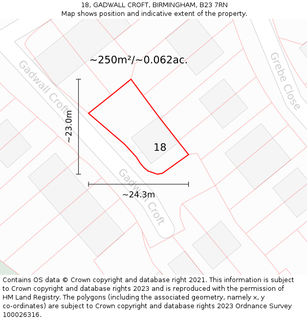 18, GADWALL CROFT, BIRMINGHAM, B23 7RN: Plot and title map