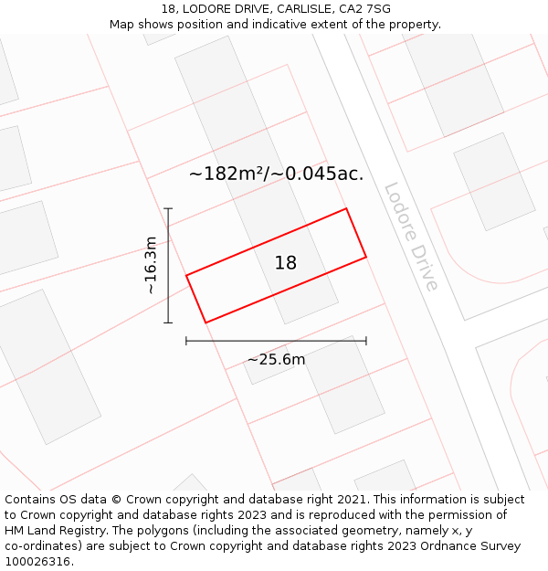 18, LODORE DRIVE, CARLISLE, CA2 7SG: Plot and title map