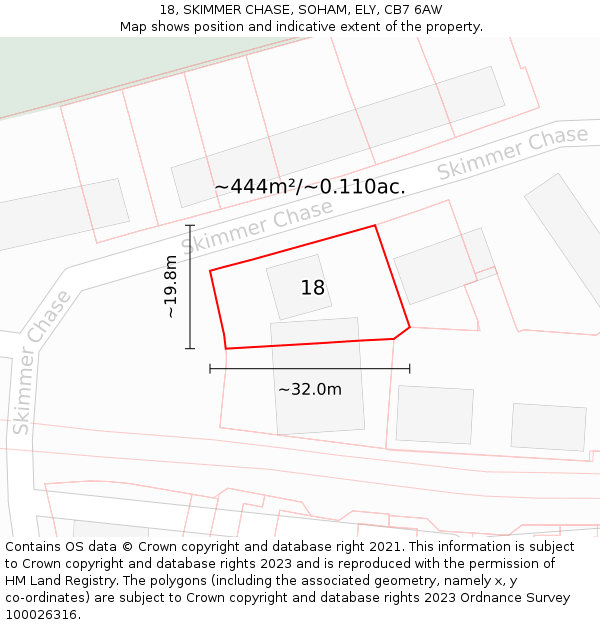 18, SKIMMER CHASE, SOHAM, ELY, CB7 6AW: Plot and title map