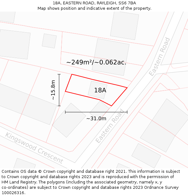 18A, EASTERN ROAD, RAYLEIGH, SS6 7BA: Plot and title map