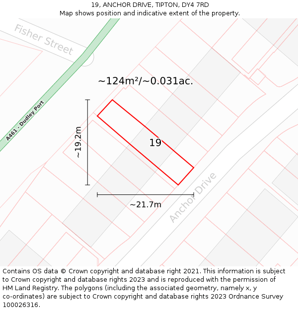 19, ANCHOR DRIVE, TIPTON, DY4 7RD: Plot and title map