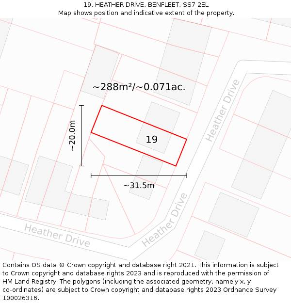 19, HEATHER DRIVE, BENFLEET, SS7 2EL: Plot and title map