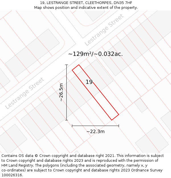 19, LESTRANGE STREET, CLEETHORPES, DN35 7HF: Plot and title map