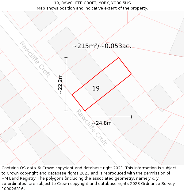 19, RAWCLIFFE CROFT, YORK, YO30 5US: Plot and title map