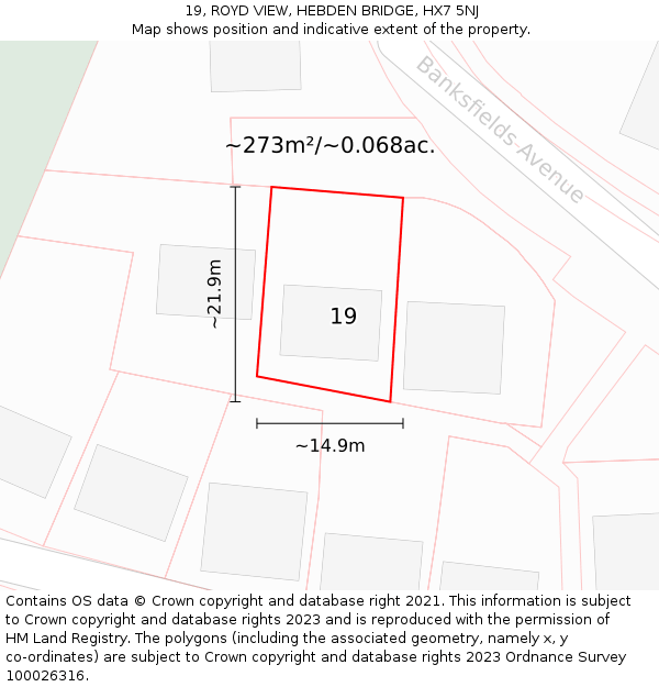 19, ROYD VIEW, HEBDEN BRIDGE, HX7 5NJ: Plot and title map