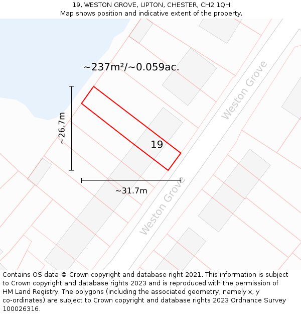 19, WESTON GROVE, UPTON, CHESTER, CH2 1QH: Plot and title map