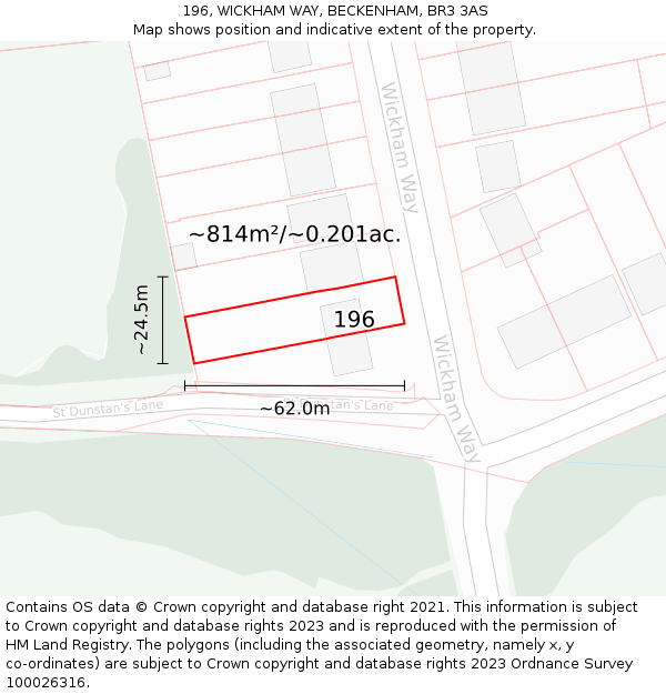196, WICKHAM WAY, BECKENHAM, BR3 3AS: Plot and title map