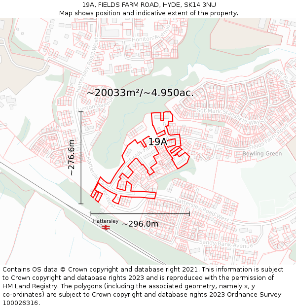 19A, FIELDS FARM ROAD, HYDE, SK14 3NU: Plot and title map