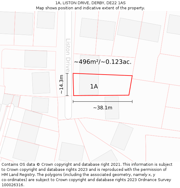 1A, LISTON DRIVE, DERBY, DE22 1AS: Plot and title map