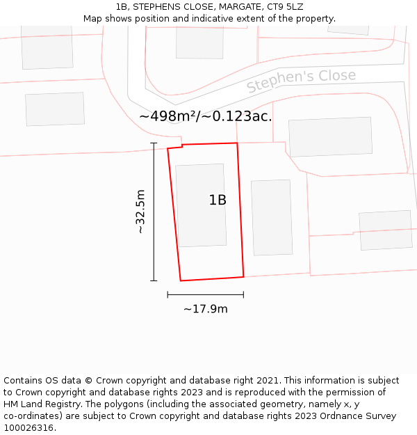 1B, STEPHENS CLOSE, MARGATE, CT9 5LZ: Plot and title map