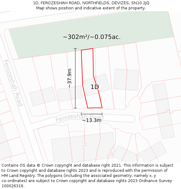 1D, FEROZESHAH ROAD, NORTHFIELDS, DEVIZES, SN10 2JQ: Plot and title map
