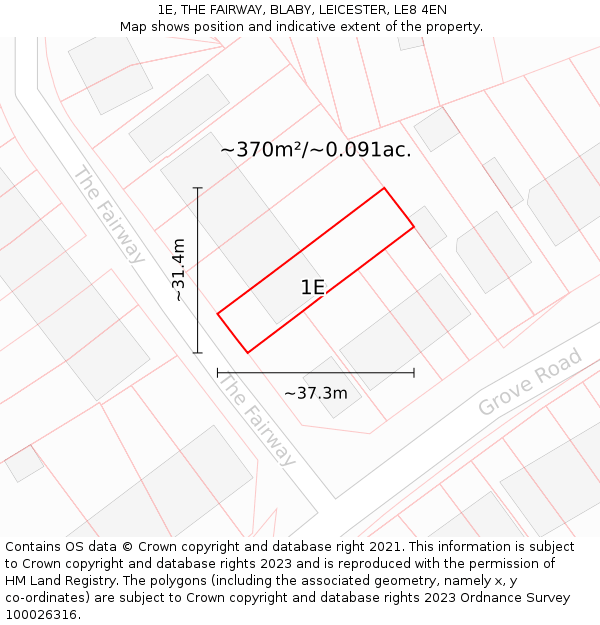 1E, THE FAIRWAY, BLABY, LEICESTER, LE8 4EN: Plot and title map
