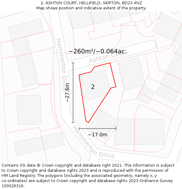 2, ASHTON COURT, HELLIFIELD, SKIPTON, BD23 4NZ: Plot and title map