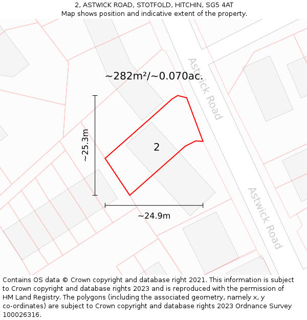 2, ASTWICK ROAD, STOTFOLD, HITCHIN, SG5 4AT: Plot and title map