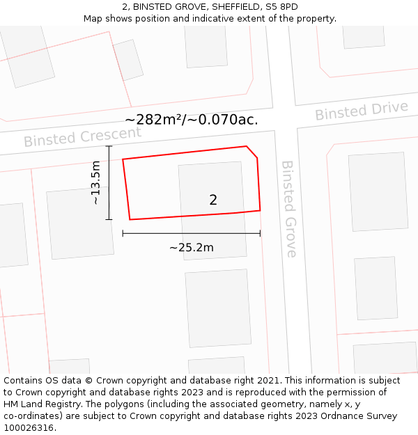 2, BINSTED GROVE, SHEFFIELD, S5 8PD: Plot and title map