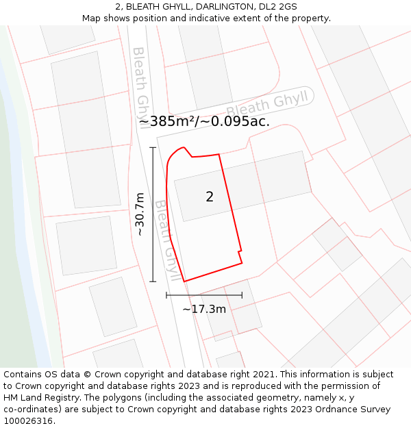 2, BLEATH GHYLL, DARLINGTON, DL2 2GS: Plot and title map