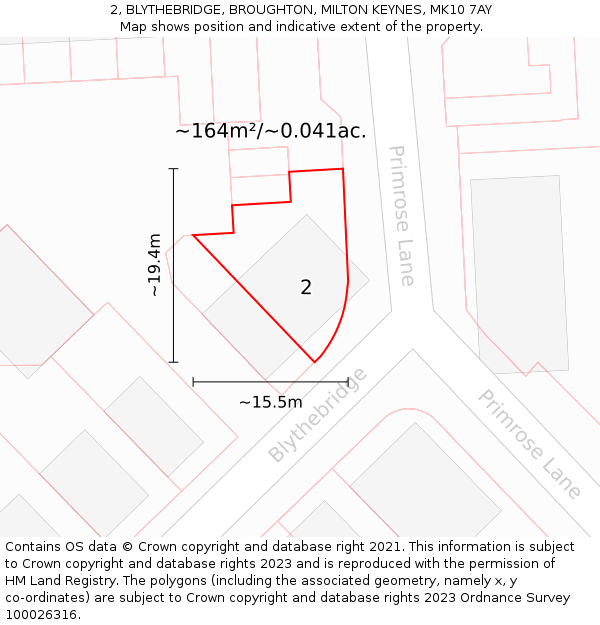 2, BLYTHEBRIDGE, BROUGHTON, MILTON KEYNES, MK10 7AY: Plot and title map