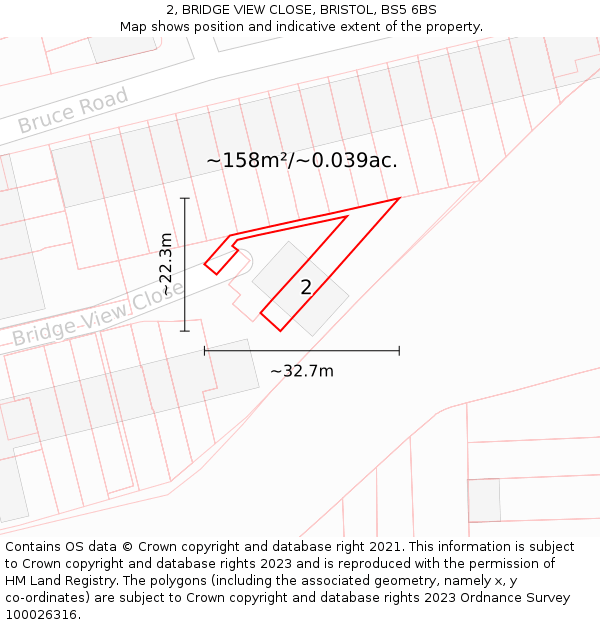 2, BRIDGE VIEW CLOSE, BRISTOL, BS5 6BS: Plot and title map
