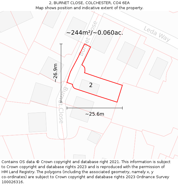 2, BURNET CLOSE, COLCHESTER, CO4 6EA: Plot and title map