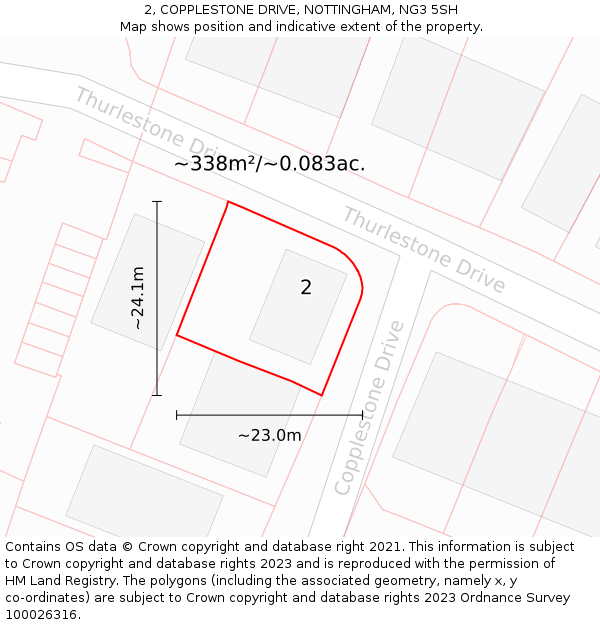 2, COPPLESTONE DRIVE, NOTTINGHAM, NG3 5SH: Plot and title map