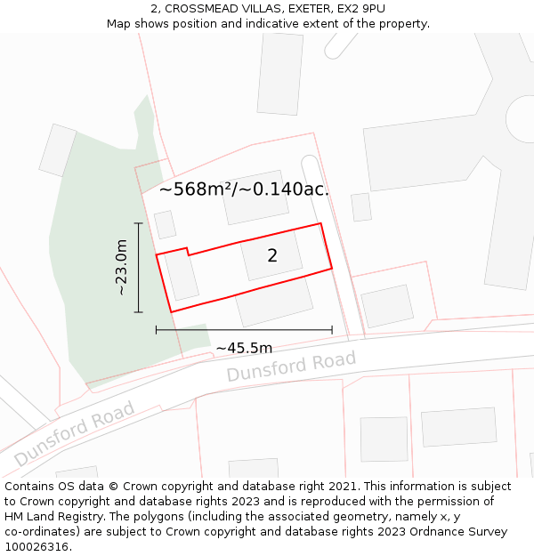 2, CROSSMEAD VILLAS, EXETER, EX2 9PU: Plot and title map