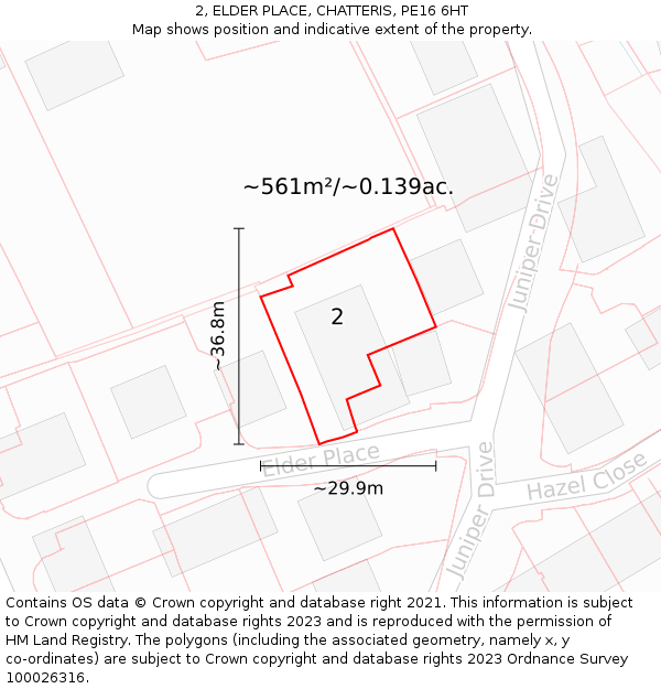 2, ELDER PLACE, CHATTERIS, PE16 6HT: Plot and title map