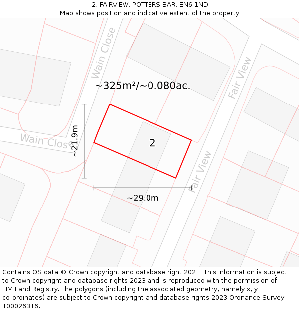 2, FAIRVIEW, POTTERS BAR, EN6 1ND: Plot and title map