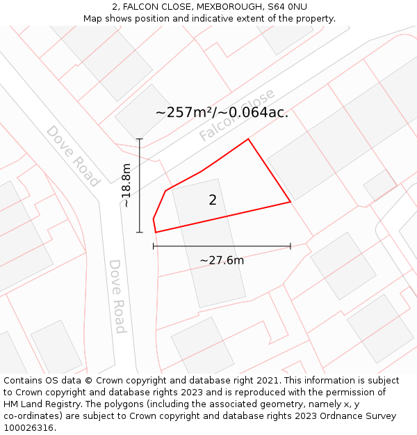 2, FALCON CLOSE, MEXBOROUGH, S64 0NU: Plot and title map