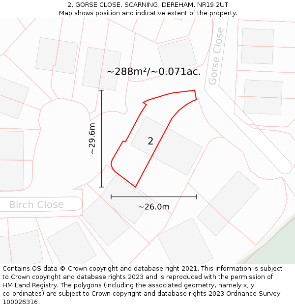 2, GORSE CLOSE, SCARNING, DEREHAM, NR19 2UT: Plot and title map