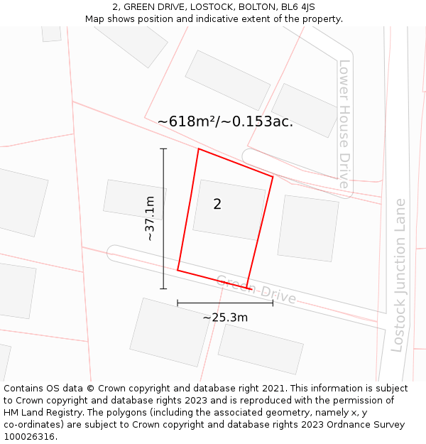 2, GREEN DRIVE, LOSTOCK, BOLTON, BL6 4JS: Plot and title map