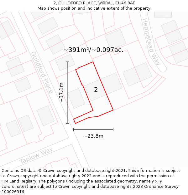 2, GUILDFORD PLACE, WIRRAL, CH46 8AE: Plot and title map
