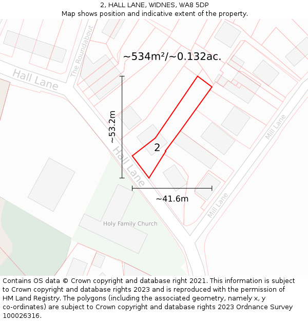 2, HALL LANE, WIDNES, WA8 5DP: Plot and title map