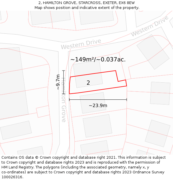 2, HAMILTON GROVE, STARCROSS, EXETER, EX6 8EW: Plot and title map