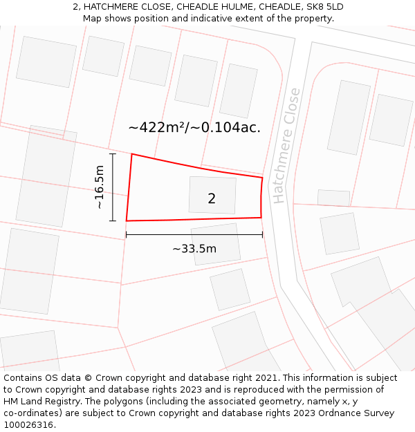 2, HATCHMERE CLOSE, CHEADLE HULME, CHEADLE, SK8 5LD: Plot and title map